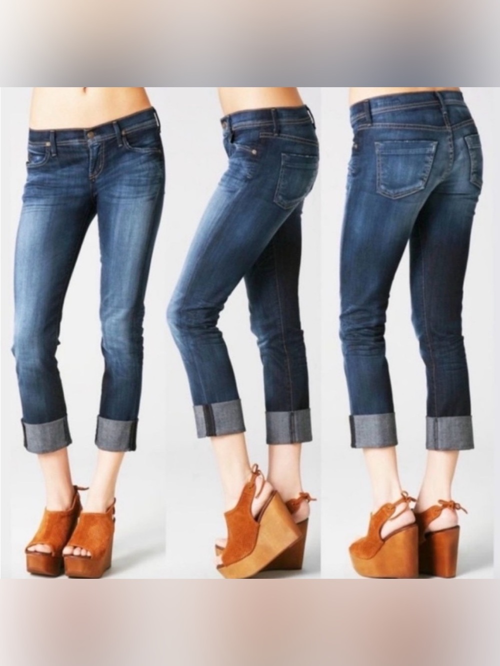 Citizens of Humanity Sz 25 Dani Crop Cuffed Straight Leg Jeans in Scorpio Wash